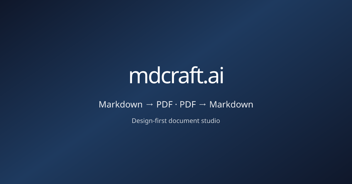 mdcraft.ai — Files to Markdown for AI Workflows